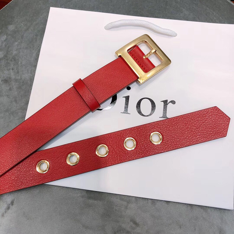 Diorquake Belt Calfskin Red