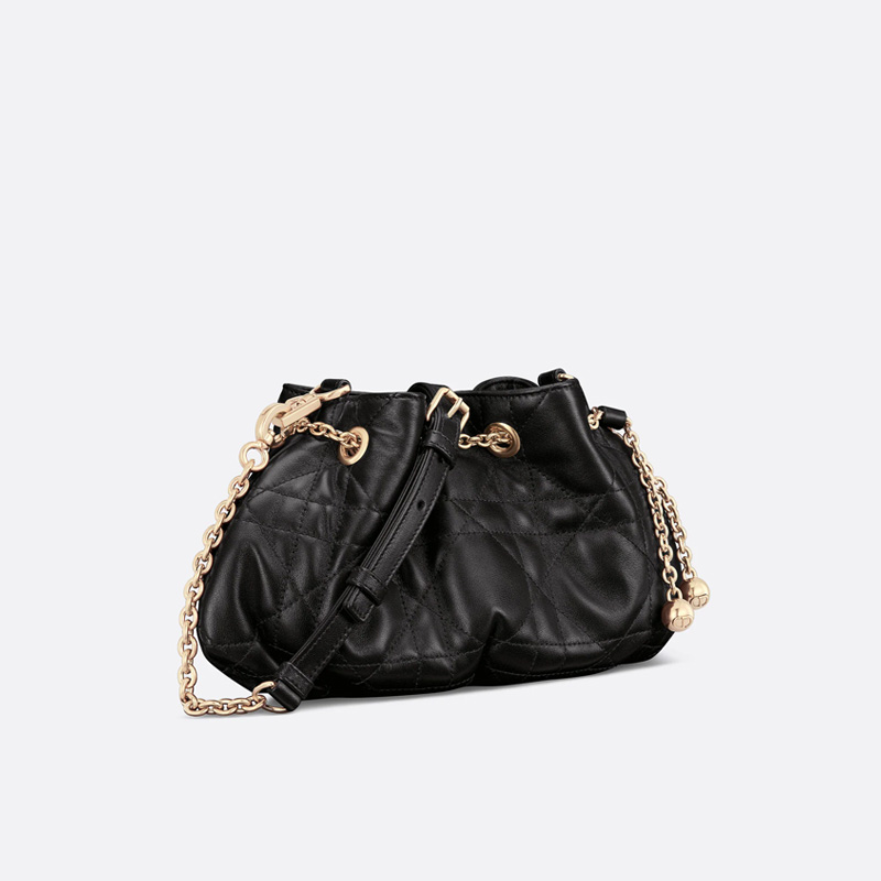 Small Dior Ammi Bag Macrocannage Lambskin Black