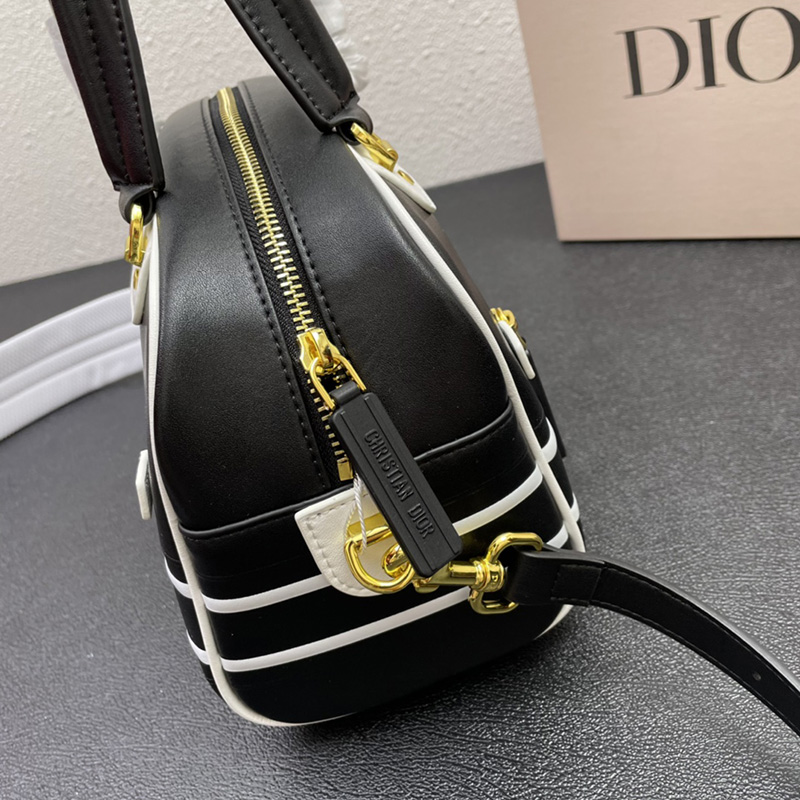 Small Dior Vibe Zip Bowling Bag Smooth Calfskin Black