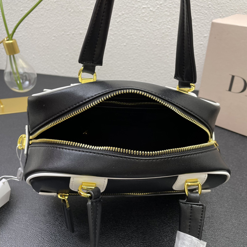 Small Dior Vibe Zip Bowling Bag Smooth Calfskin Black