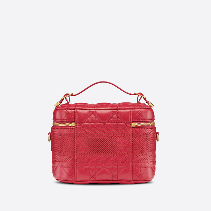 Small DiorTravel Vanity Case Cannage Lambskin Red