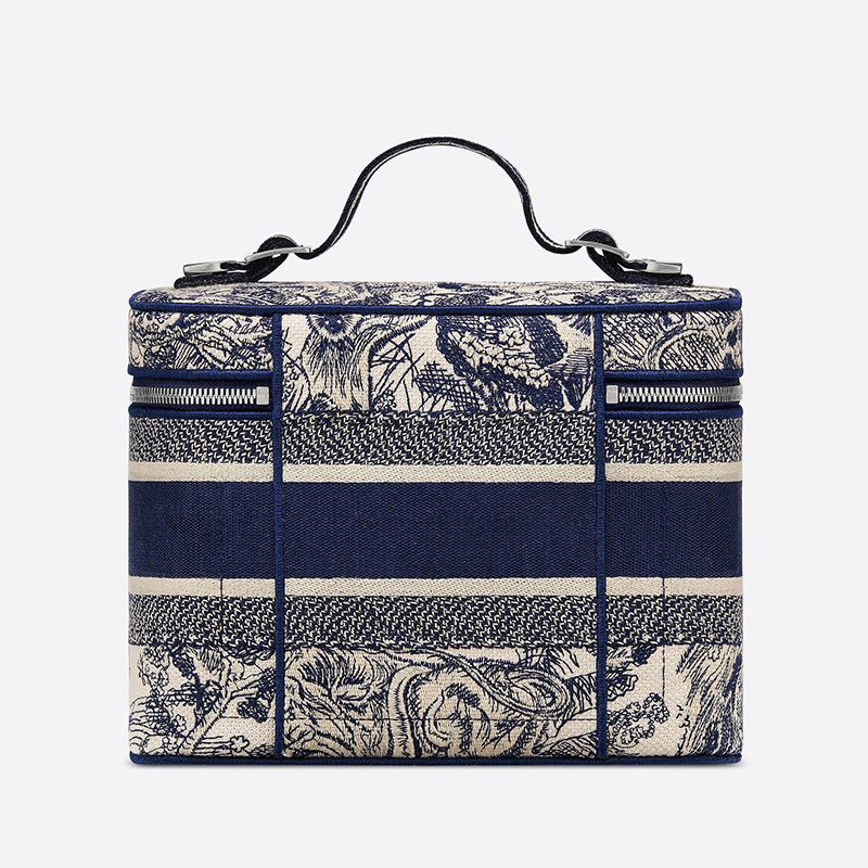 Medium DiorTravel Vanity Case Toile de Jouy Motif Canvas Blue