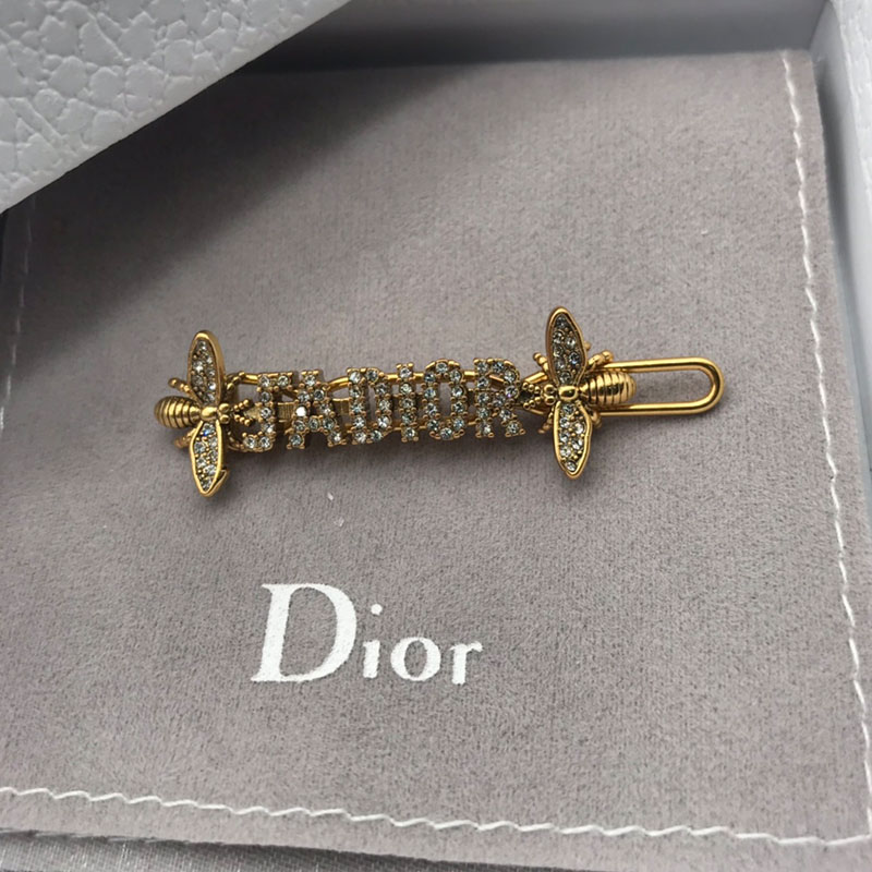 J'Adior Barrette with Bee Silver Crystals Gold