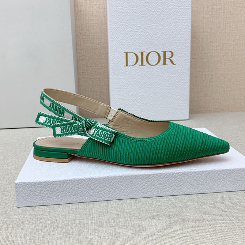 J'Adior Slingback Ballerina Flats Women Technical Fabric Green