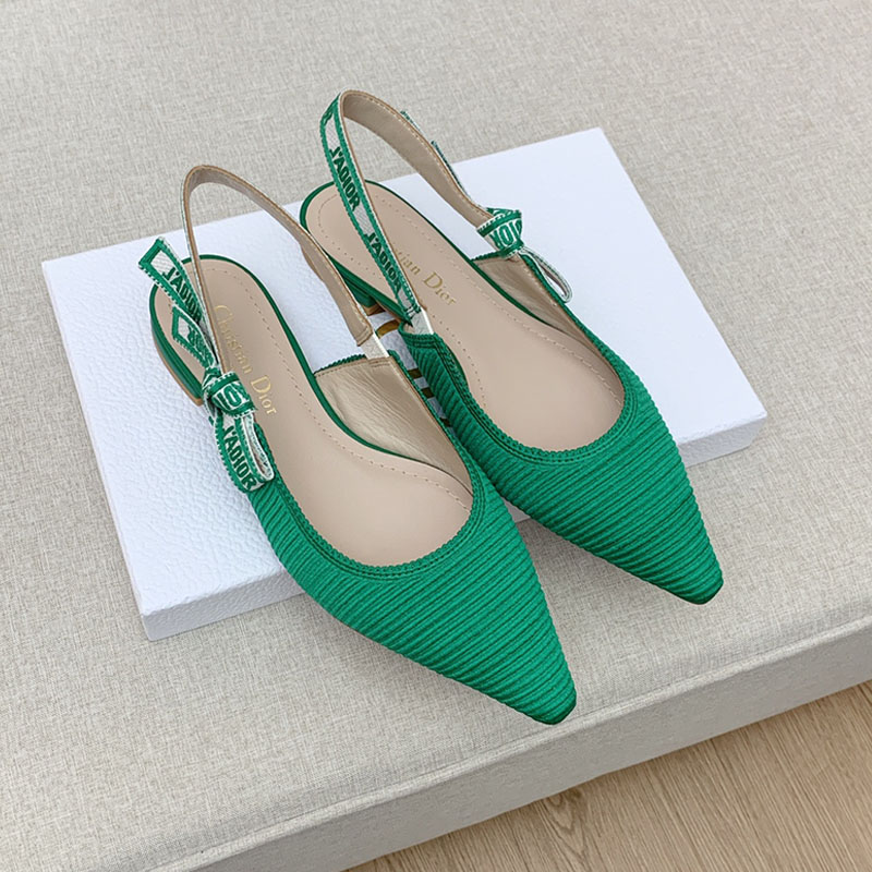 J'Adior Slingback Ballerina Flats Women Technical Fabric Green