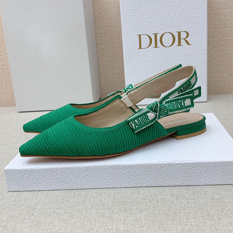 J'Adior Slingback Ballerina Flats Women Technical Fabric Green