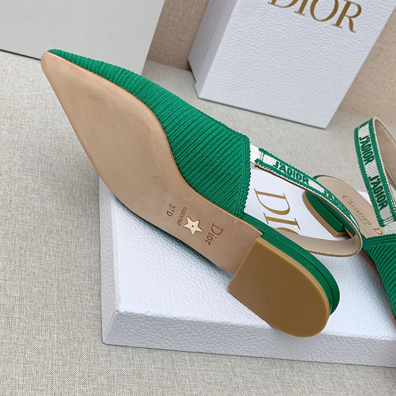 J'Adior Slingback Ballerina Flats Women Technical Fabric Green