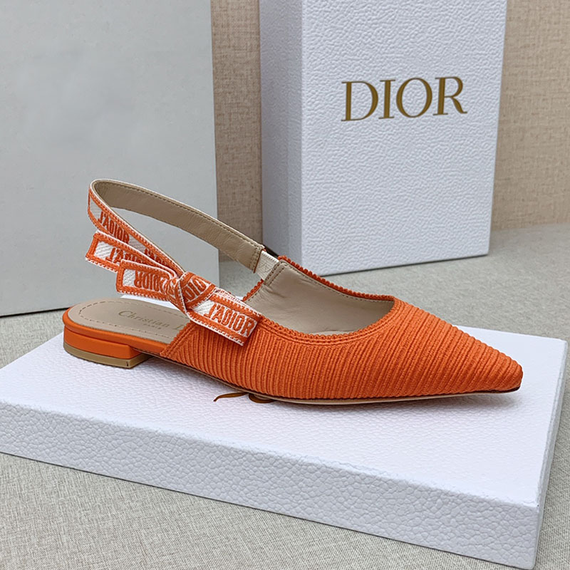 J'Adior Slingback Ballerina Flats Women Technical Fabric Orange