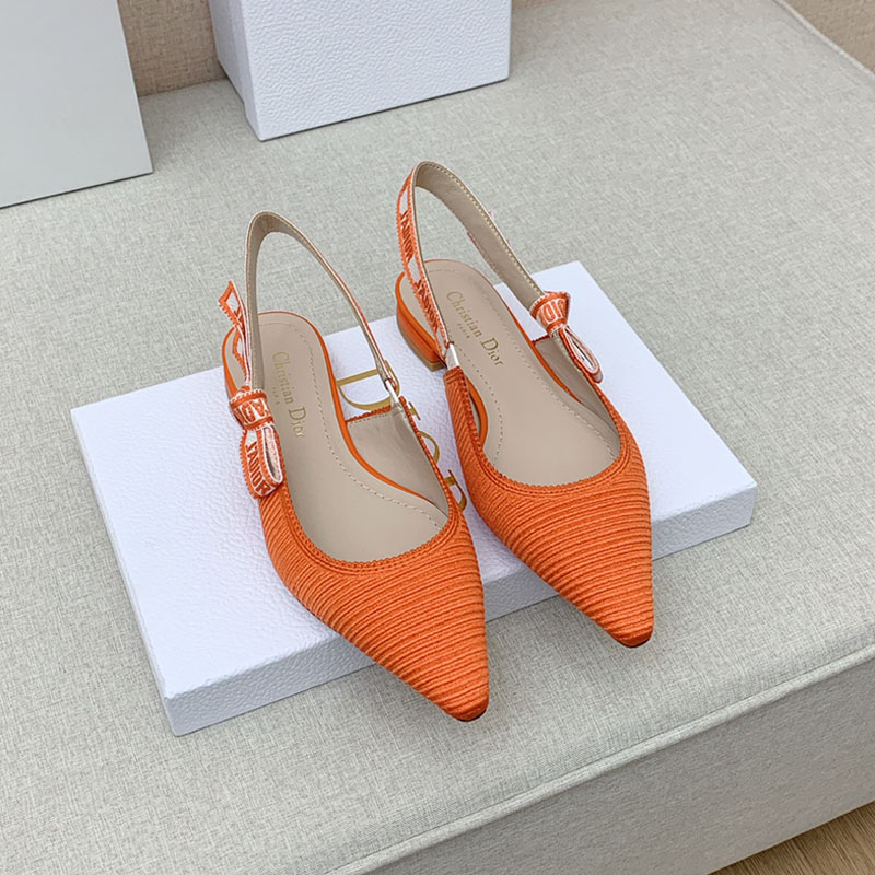 J'Adior Slingback Ballerina Flats Women Technical Fabric Orange