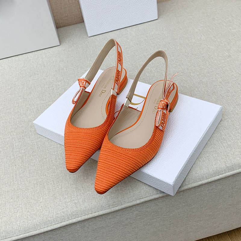 J'Adior Slingback Ballerina Flats Women Technical Fabric Orange