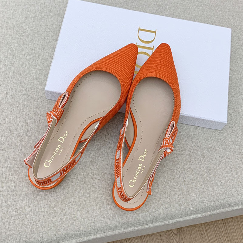 J'Adior Slingback Ballerina Flats Women Technical Fabric Orange