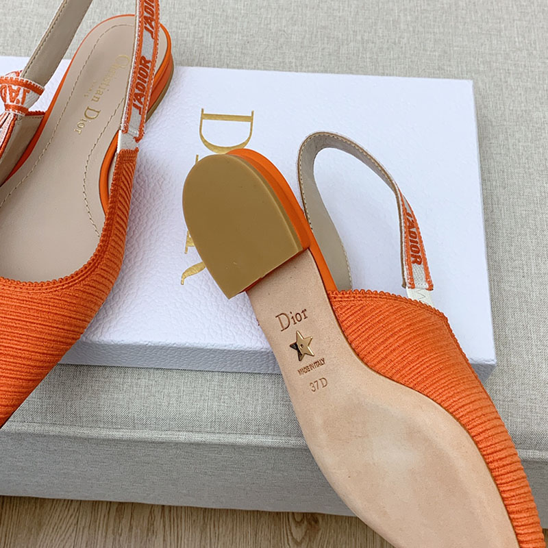 J'Adior Slingback Ballerina Flats Women Technical Fabric Orange