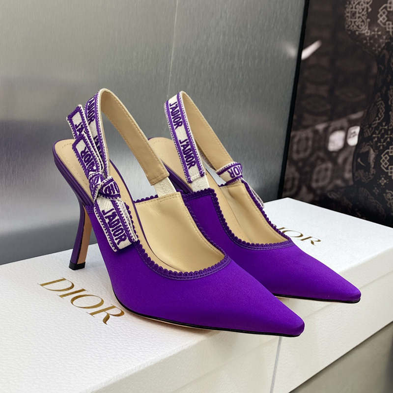 J'Adior Slingback Pumps Women Satin and Cotton Purple