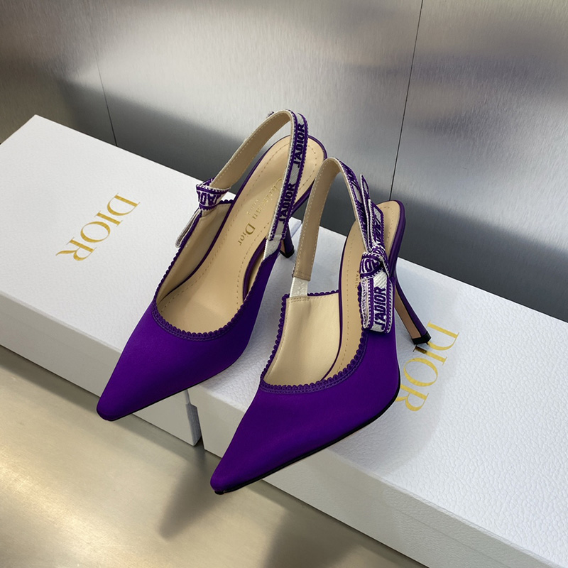 J'Adior Slingback Pumps Women Satin and Cotton Purple