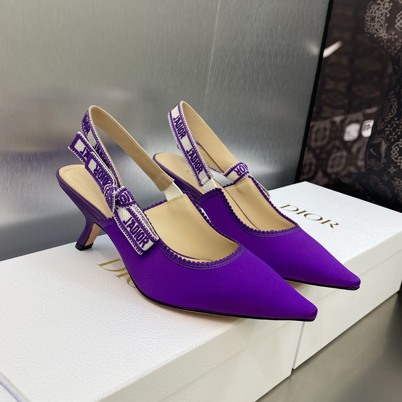 J'Adior Slingback Pumps Women Satin and Cotton Purple