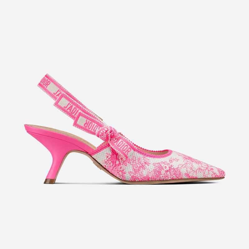 J'Adior Slingback Pumps Women Toile de Jouy Motif Cotton Rose