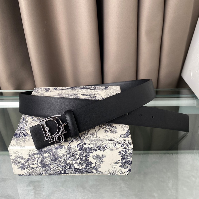 Lady Dior Belt Enameled Calfskin Black