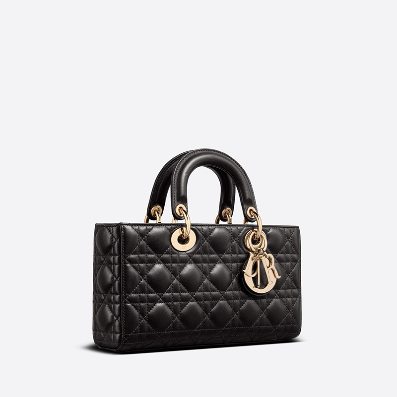 Medium Lady D-Joy Bag Cannage Lambskin Black