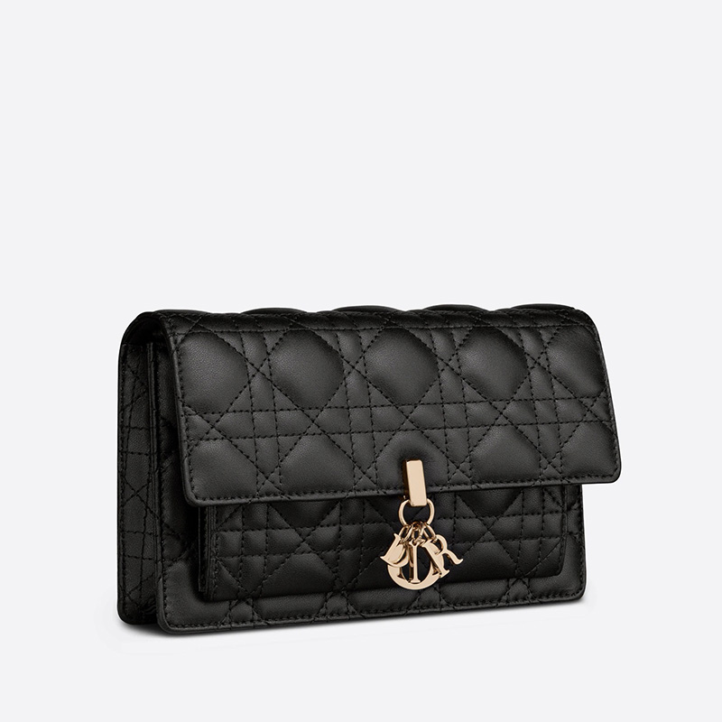 Lady Dior Chain Pouch Cannage Lambskin Black