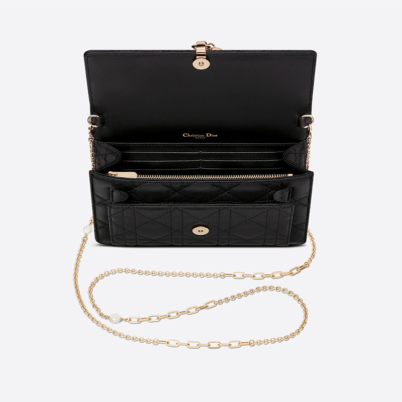 Lady Dior Chain Pouch Cannage Lambskin Black