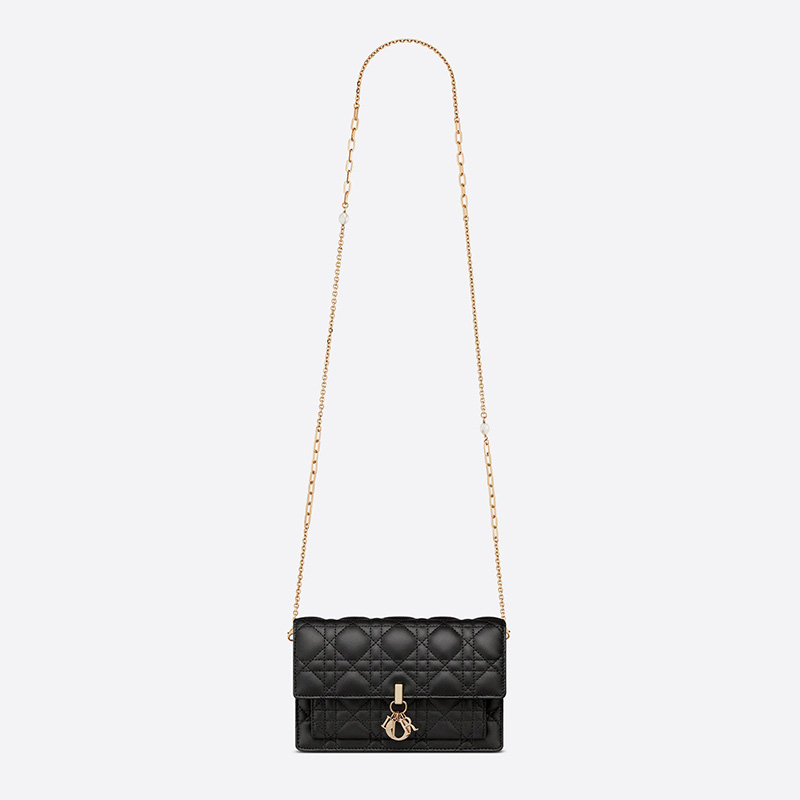 Lady Dior Chain Pouch Cannage Lambskin Black