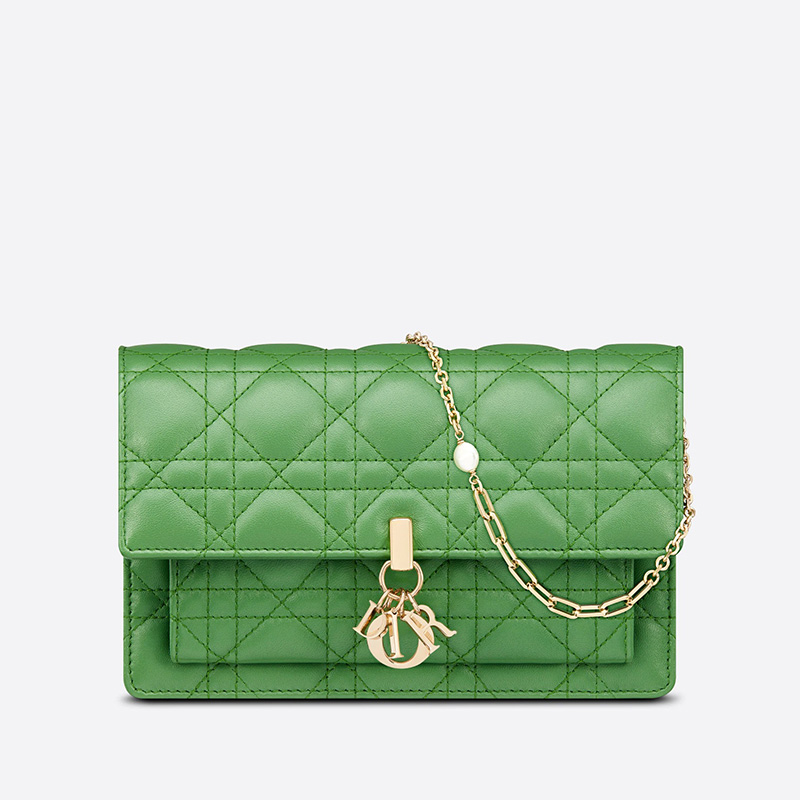 Lady Dior Chain Pouch Cannage Lambskin Green
