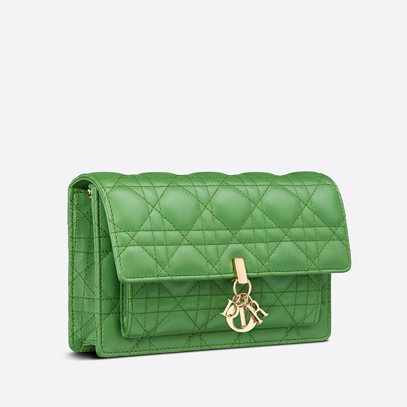 Lady Dior Chain Pouch Cannage Lambskin Green