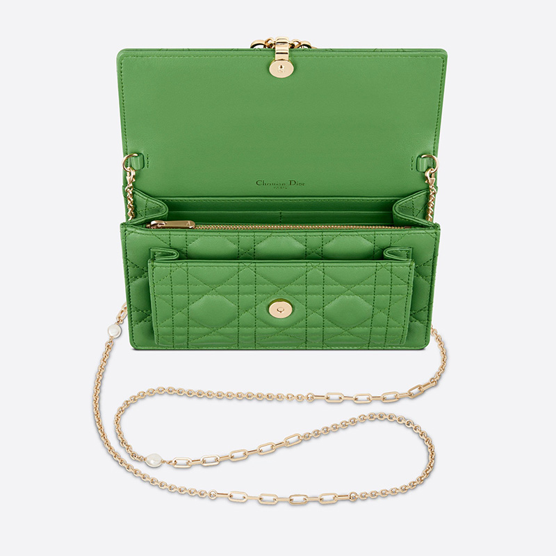 Lady Dior Chain Pouch Cannage Lambskin Green