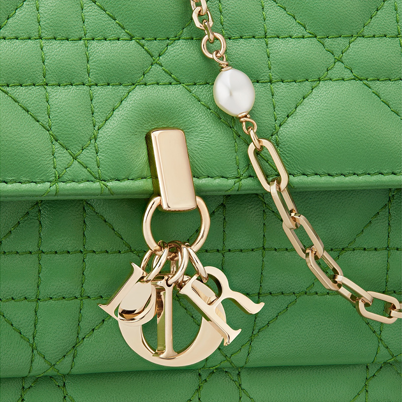 Lady Dior Chain Pouch Cannage Lambskin Green