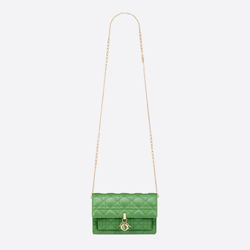 Lady Dior Chain Pouch Cannage Lambskin Green