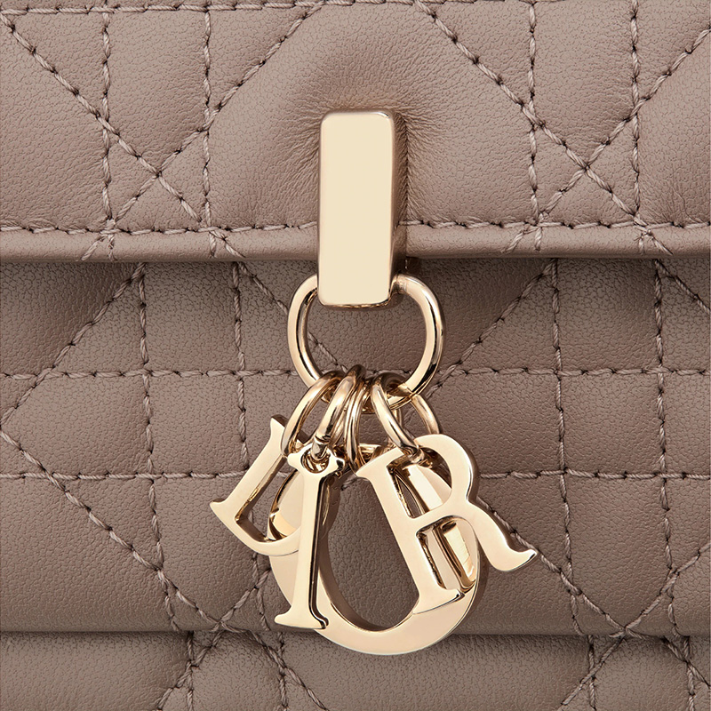 Lady Dior Chain Pouch Cannage Lambskin Khaki