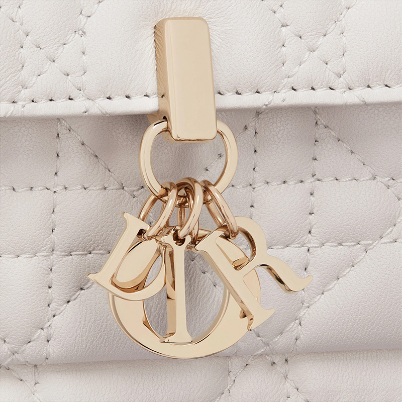 Lady Dior Chain Pouch Cannage Lambskin White