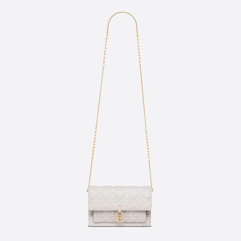 Lady Dior Chain Pouch Cannage Lambskin White