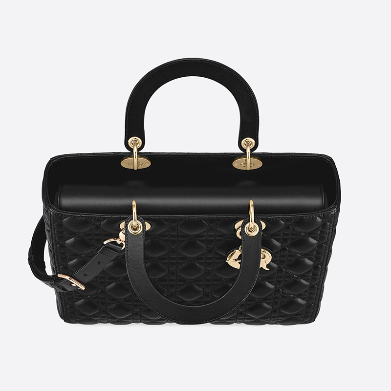 Large Lady Dior Bag Cannage Lambskin Black/Gold