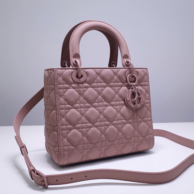 Medium Lady Dior Bag Ultramatte Cannage Calfskin Apricot