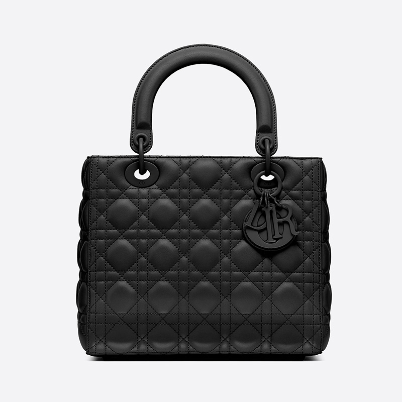 Medium Lady Dior Bag Ultramatte Cannage Calfskin Black