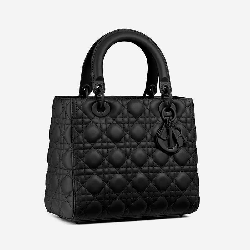 Medium Lady Dior Bag Ultramatte Cannage Calfskin Black