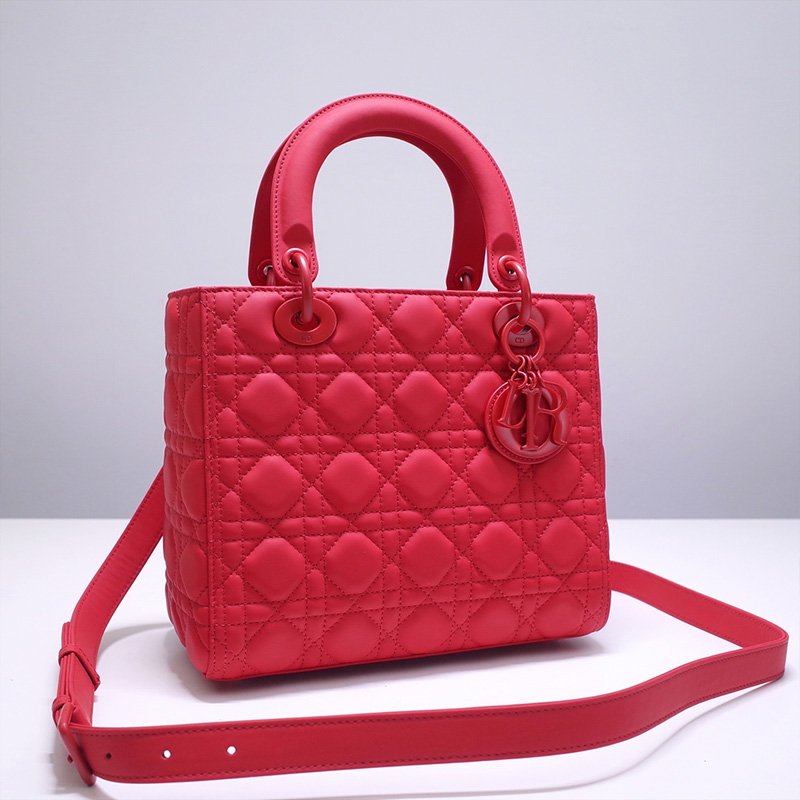 Medium Lady Dior Bag Ultramatte Cannage Calfskin Red