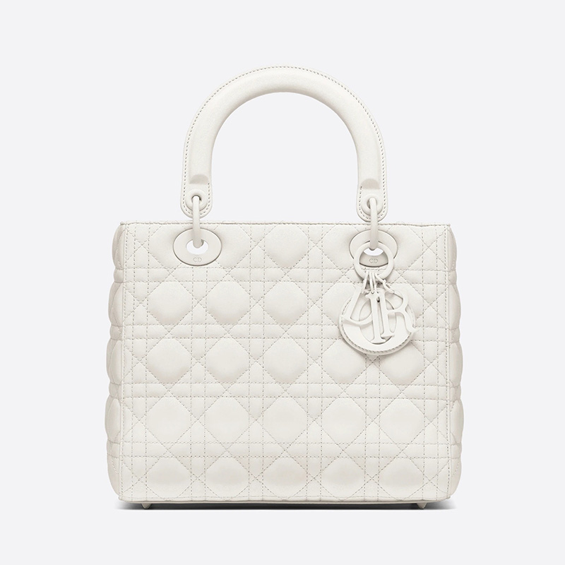 Medium Lady Dior Bag Ultramatte Cannage Calfskin White