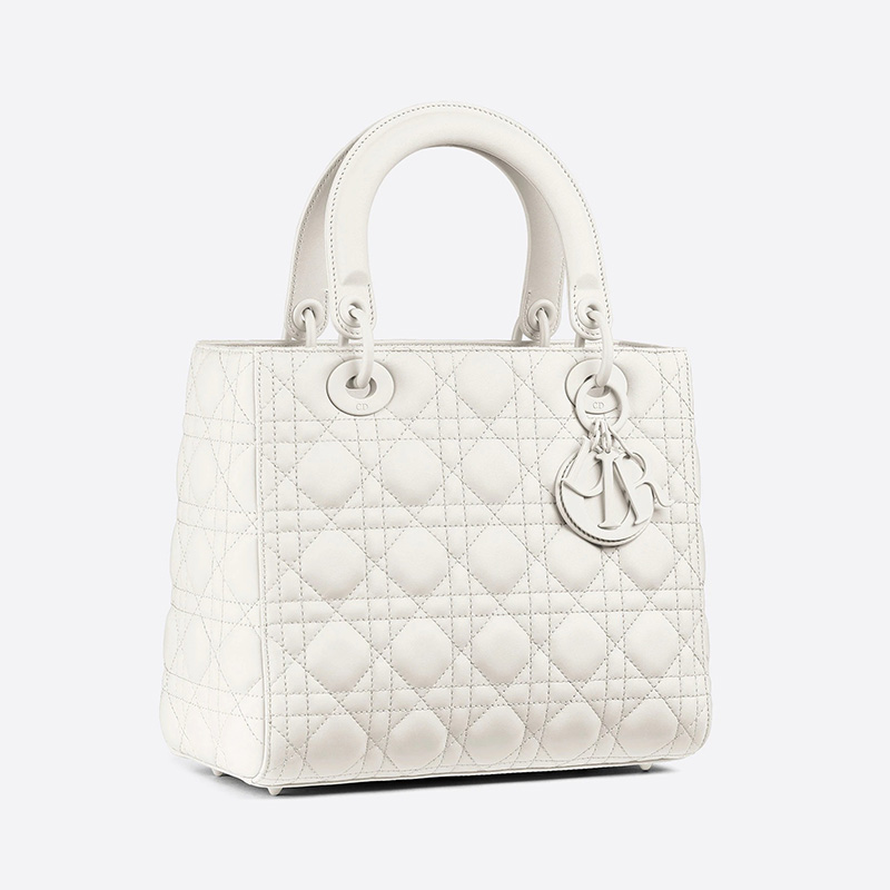 Medium Lady Dior Bag Ultramatte Cannage Calfskin White