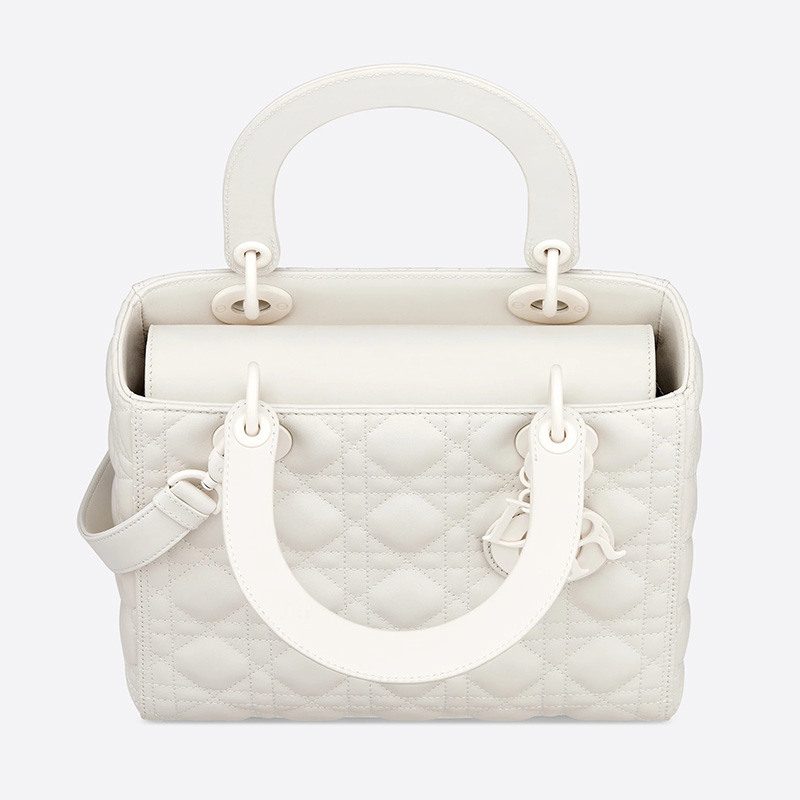 Medium Lady Dior Bag Ultramatte Cannage Calfskin White