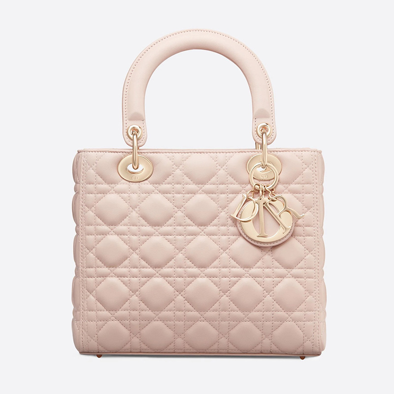 Medium Lady Dior Bag Cannage Lambskin Apricot/Gold