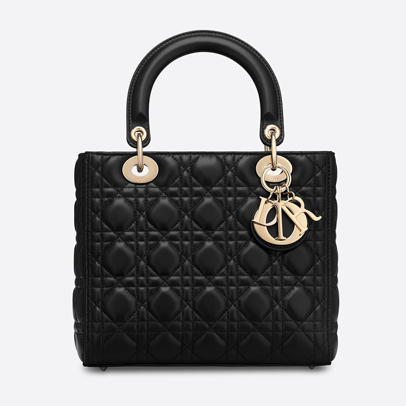 Medium Lady Dior Bag Cannage Lambskin Black/Gold