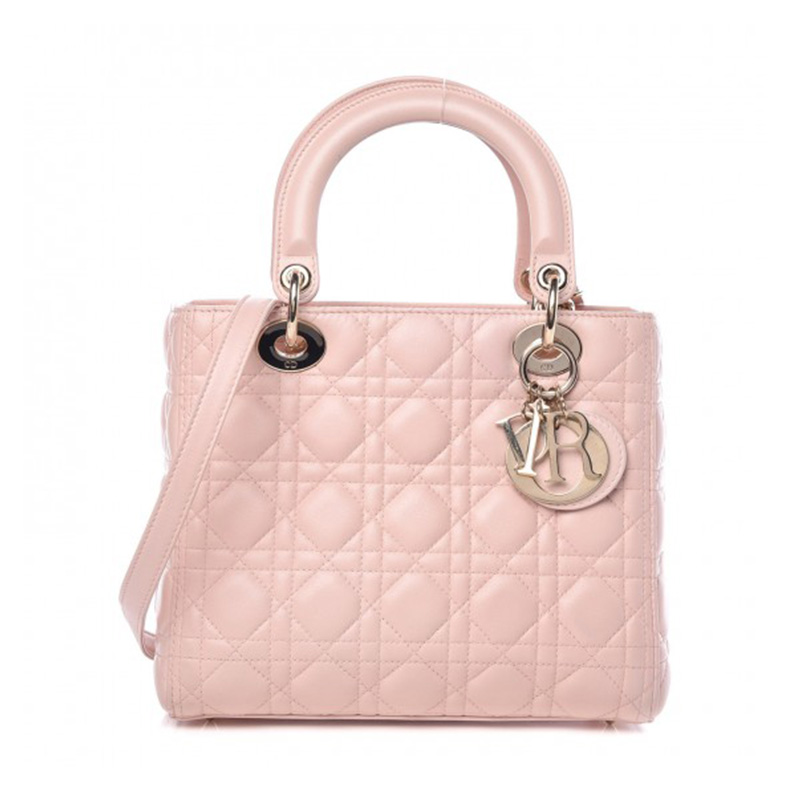 Medium Lady Dior Bag Cannage Lambskin Pink/Gold