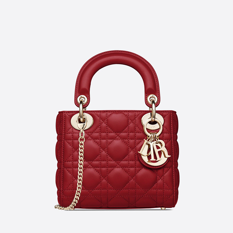 Mini Lady Dior Bag Cannage Lambskin Red