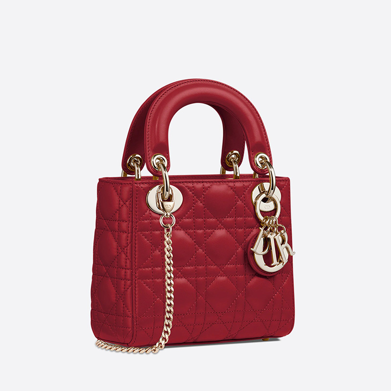 Mini Lady Dior Bag Cannage Lambskin Red