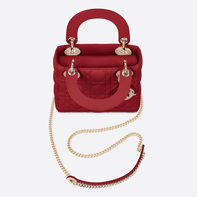 Mini Lady Dior Bag Cannage Lambskin Red