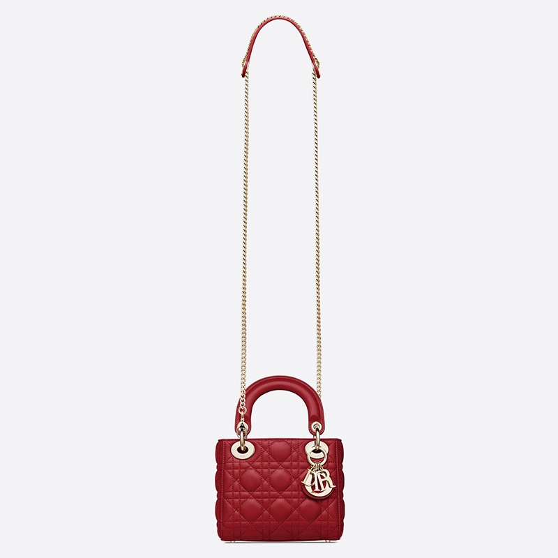 Mini Lady Dior Bag Cannage Lambskin Red