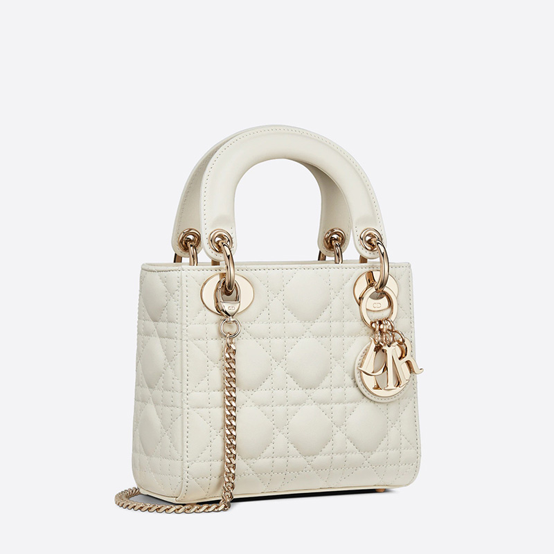 Mini Lady Dior Bag Cannage Lambskin White