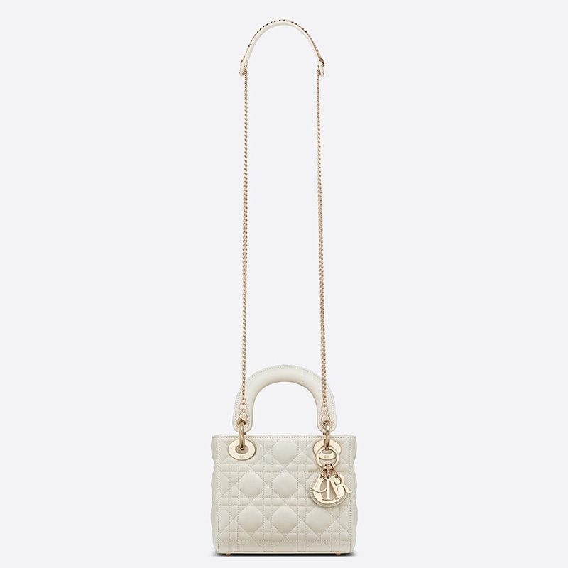 Mini Lady Dior Bag Cannage Lambskin White